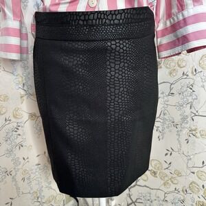 Cynthia‎ Rowley Pencil Skirt Sz 6 Mini Above Knee Snake Skin Print Black NWOT